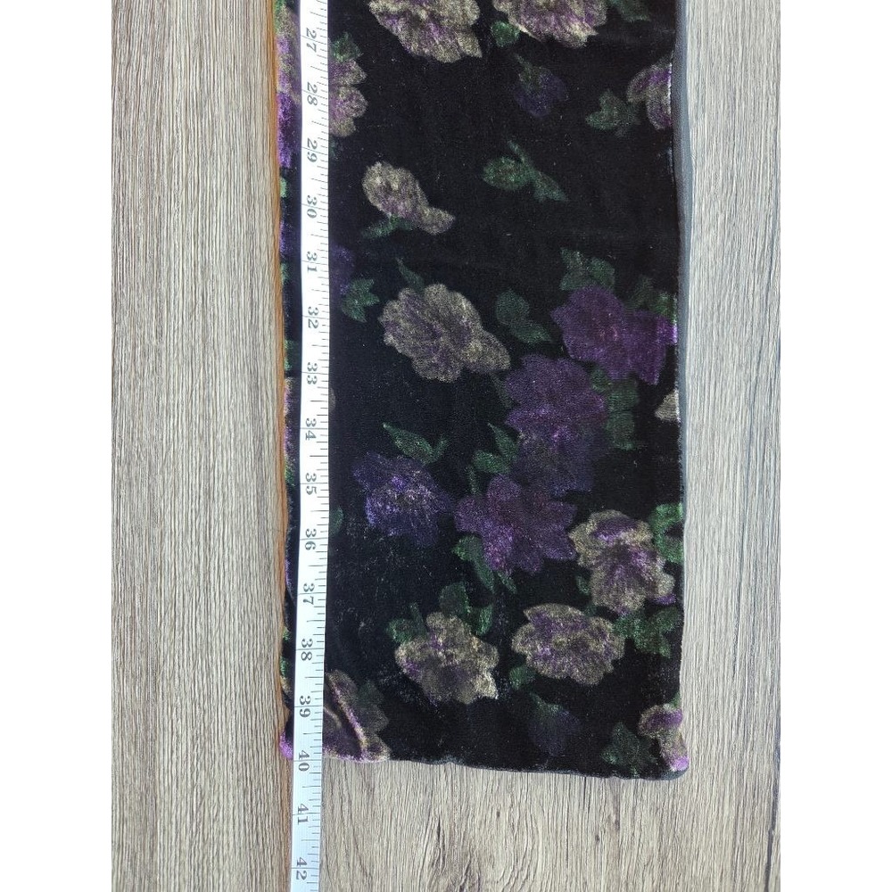 Velvet Burnout Floral Scarf Black Purple Whimsigoth Fairy Grunge Wrap - Picture 3 of 5